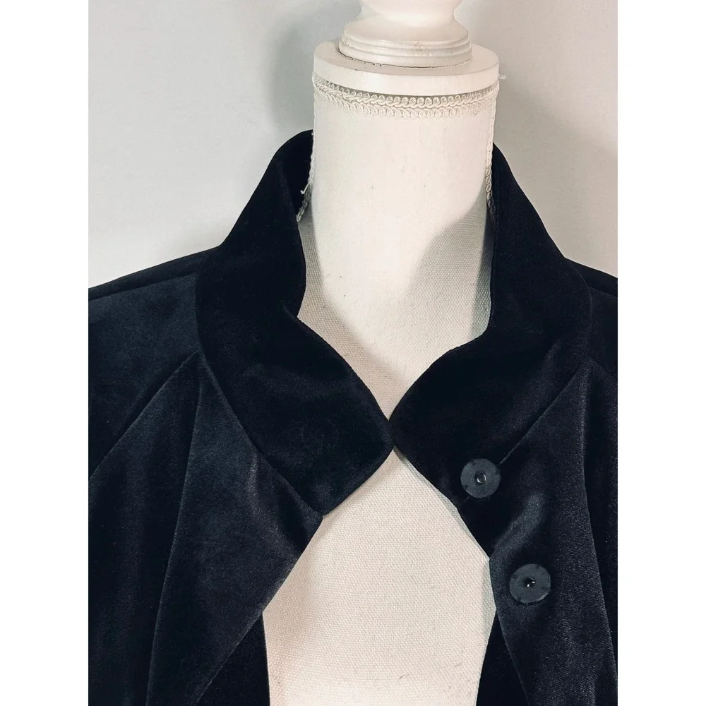 SC by Sara Campbell Black Velvet Capelet Jacket Stand Collar Cropped Coat Medium